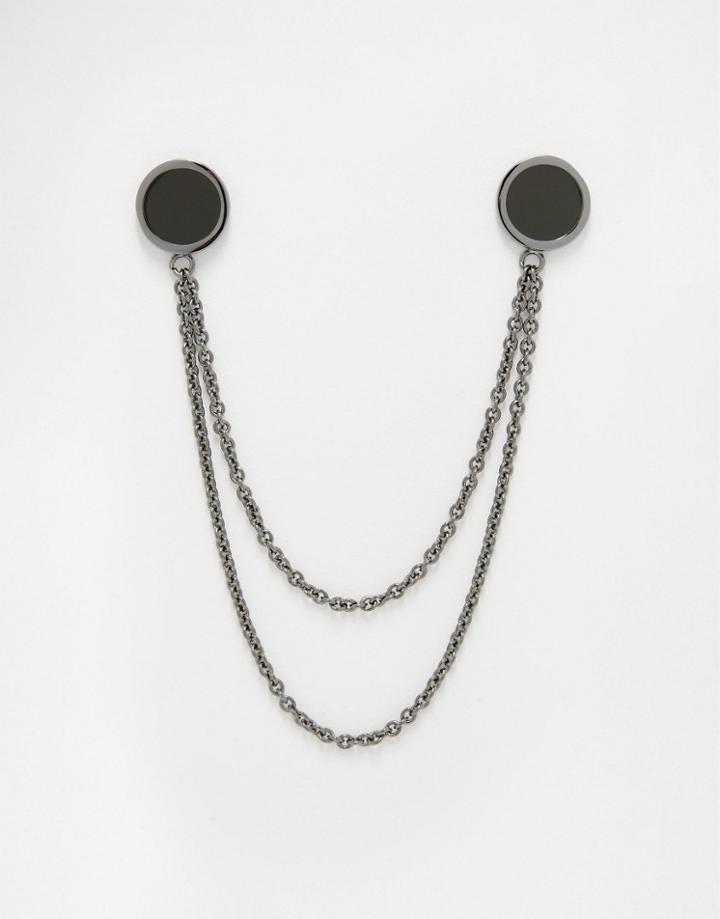 Asos Khaki Collar Tips With Chain - Khaki