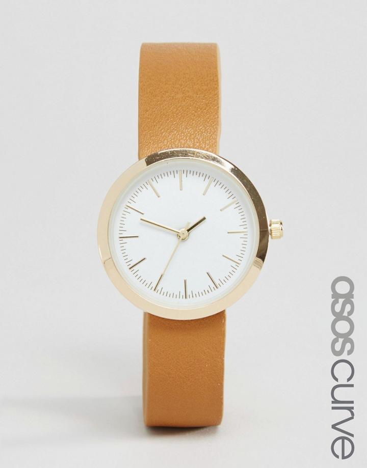 Asos Curve Shoulderless Case Clean Watch - Tan