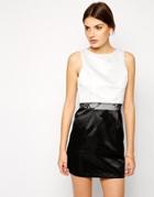 Ax Paris Dress With Overlay Top Detail - Black White