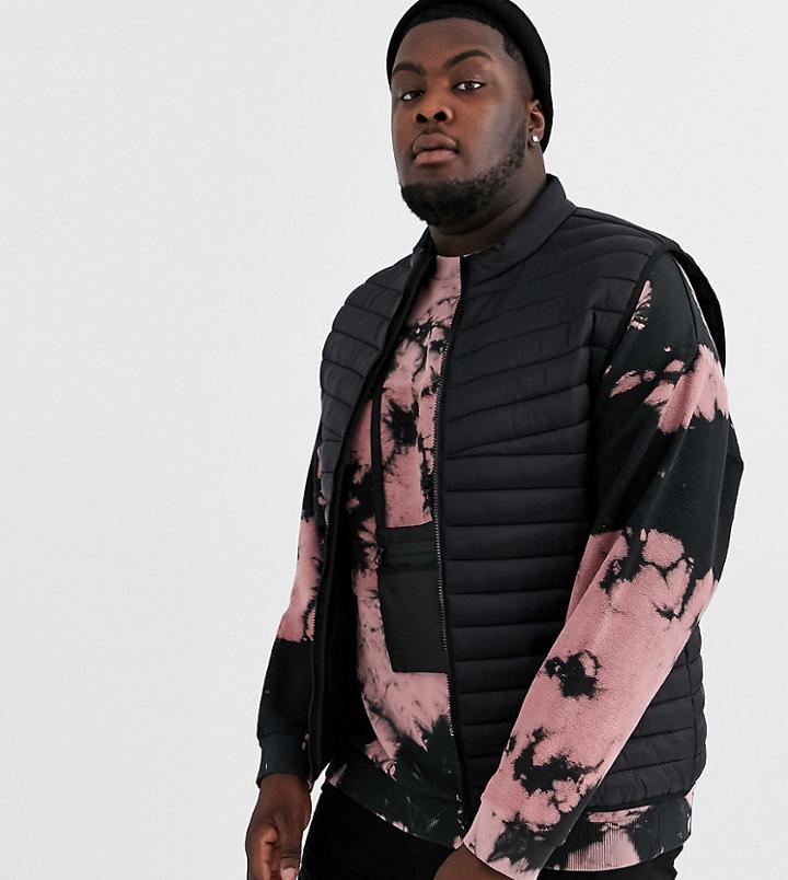 Asos Design Plus Vest With Stand Collar In Black