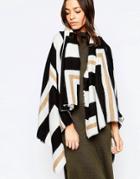 Liquorish Oversized Stripe Scarf - Black