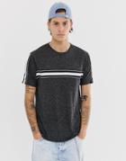 Asos Design Relaxed T-shirt In Linen Look Fabric With Contrast Taping - Black