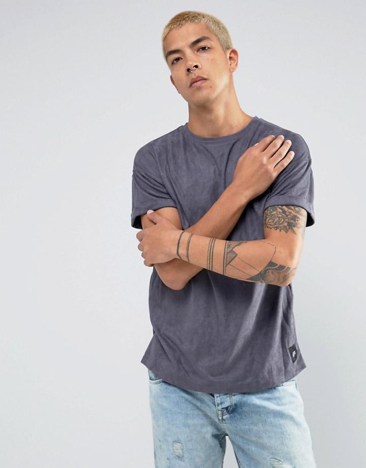 Sixth June Oversized T-shirt In Gray Suedette - Gray