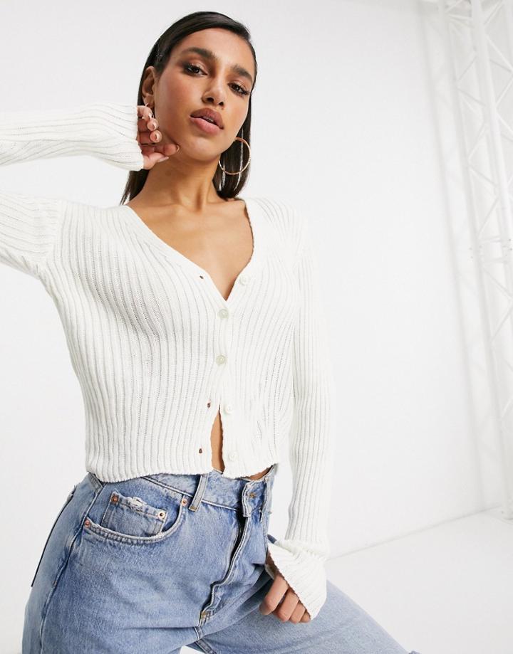I Saw It First Button-front Cardigan In Cream-white
