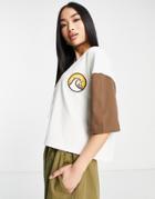 Quiksilver Vintage Color Block T-shirt In Cream/brown-white