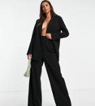 Asos Design Tall Jersey Slouch Wide Leg Pants In Black