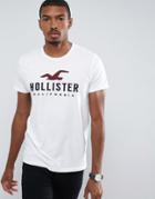 Hollister Crew T-shirt Timeless Tech Logo Slim Fit In White - White