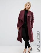 Asos Curve Waterfall Trapeze Coat - Red