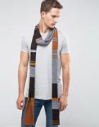 Asos Longline Striped Scarf - Brown
