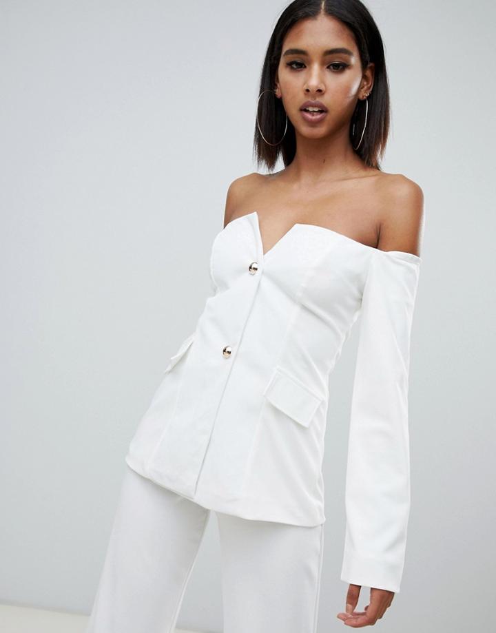 Club L Bardot Tux Jacket - White