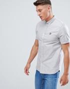 Lyle & Scott Button Down Short Sleeve Oxford Shirt In Light Gray - Gray