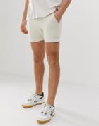 Asos Design Jersey Skinny Shorts In Shorter Length In Beige - Beige