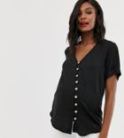 New Look Maternity Button Through Shirt In Black - Black
