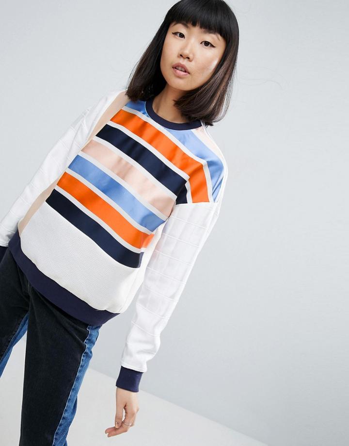 Asos White Stripe Applique Top - Multi