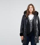Simply Be Coated Parka With Faux Fur Hood - Black