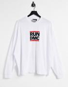 Asos Design Run Dmc Oversized Long Sleeve T-shirt With Front & Back Print In White