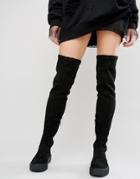 Asos Kali Creeper Over The Knee Boots - Black