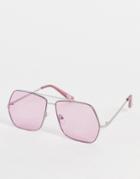Topshop Angled Aviator Sunglasses-pink