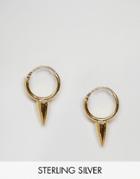 Asos Gold Plated Sterling Silver Spike Hoop Earrings - Gold