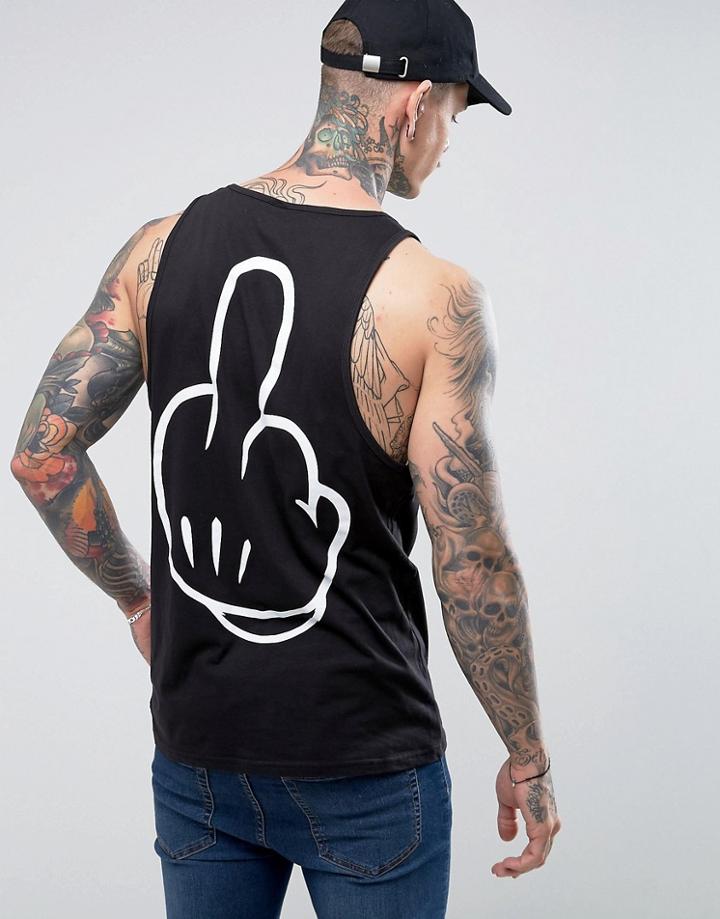 New Love Club Hand Gesture Print Tank - Black