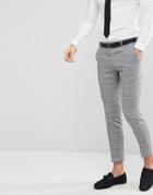 Moss London Skinny Wedding Suit Pants In Gray Check - Gray