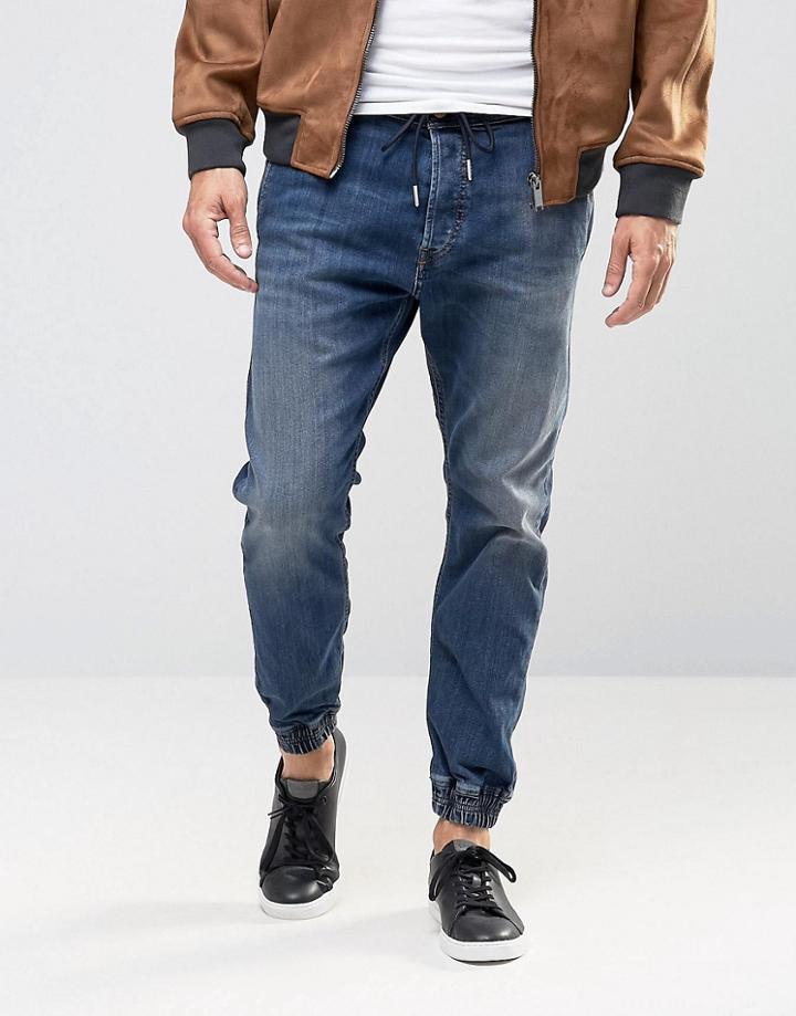 Diesel Duff Tapered Cuffed Jeans 855q Mid Wash - Blue