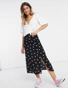 Nobody's Child Midi Skirt With Button Down Side In Shell Print - Part Of A Set-black