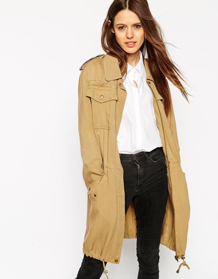 Asos Parka With Utility Detail - Camel