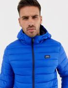 Pull & Bear Quilted Jacket With Hood In Blue - Blue