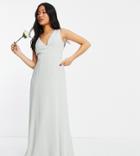 Maya Petite Bridesmaid Open Back Dress With Bow In Sage Green