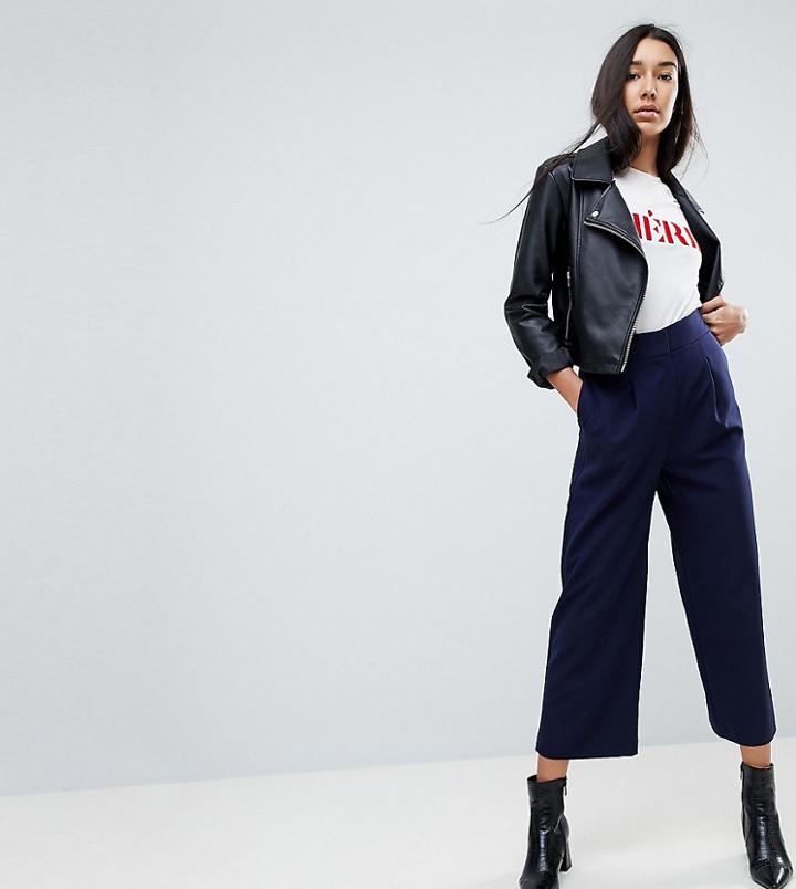 Asos Tall Tailored Longer Length Culottes - Navy