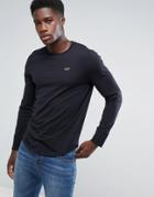 Hollister Long Sleeve Top Crew Icon Logo Slim Fit In Black - Black
