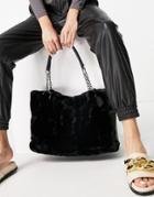 Ego Faux Fur Tote Bag In Black