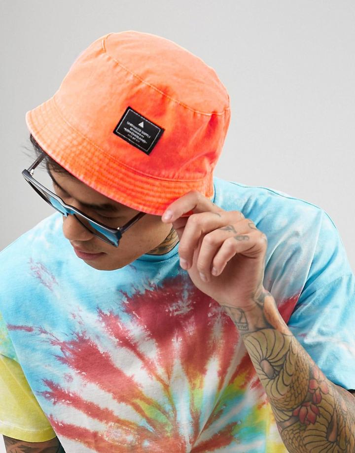 Asos Festival Mini Bucket Hat In Neon Orange - Orange