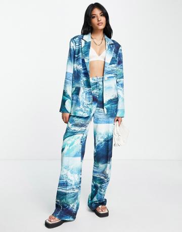 Annorlunda Ocean Print Pants In Blue - Part Of A Set