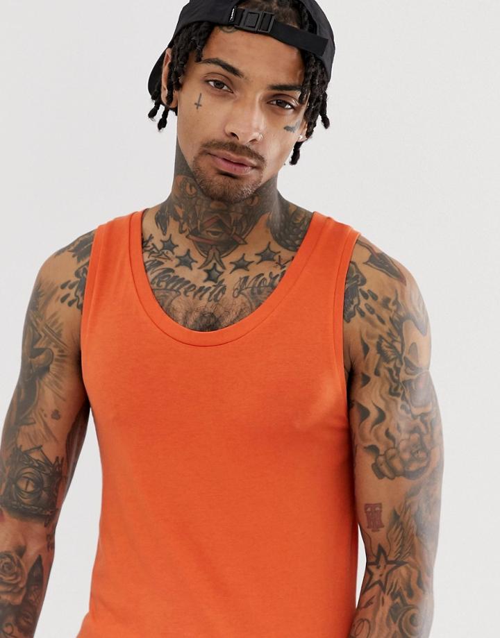 Asos Design Organic Muscle Fit Tank In Orange