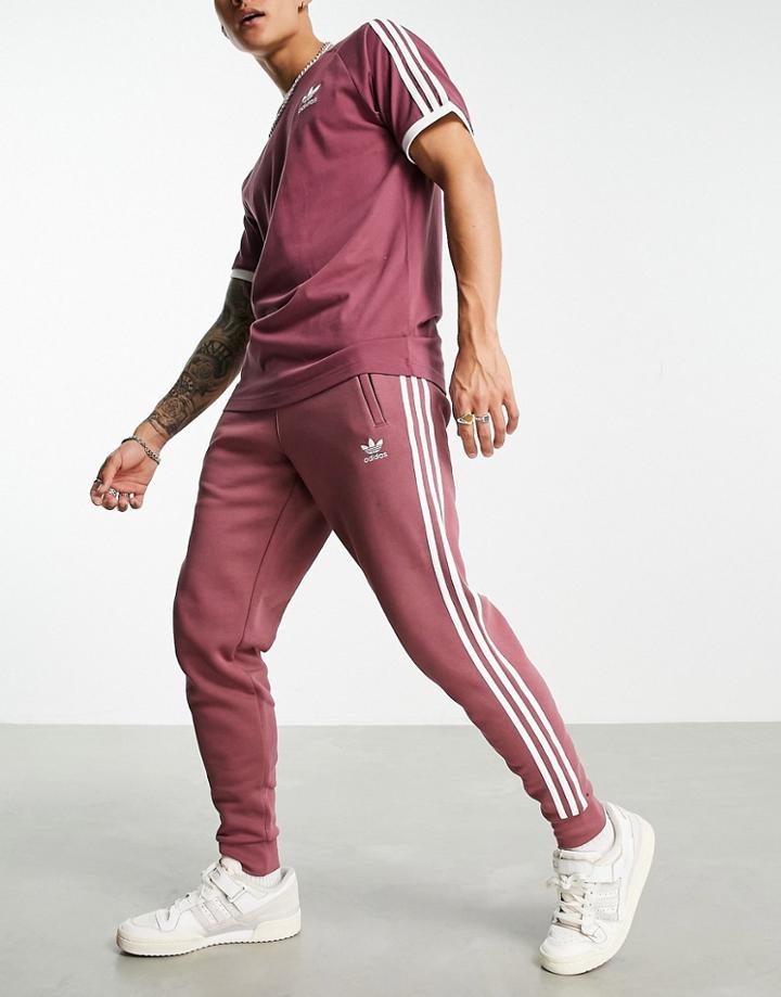 Adidas Originals Adicolor 3-stripes Sweatpants In Quiet Crimson-purple