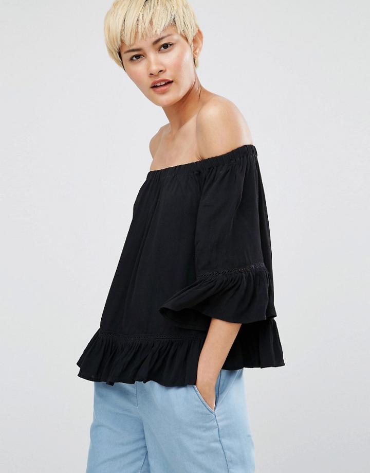 Minimum Gunta Cold Shoulder Blouse - Black