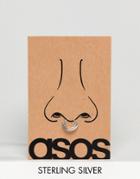 Asos Design Sterling Silver Geo-tribal Style Faux Septum Ring - Silver