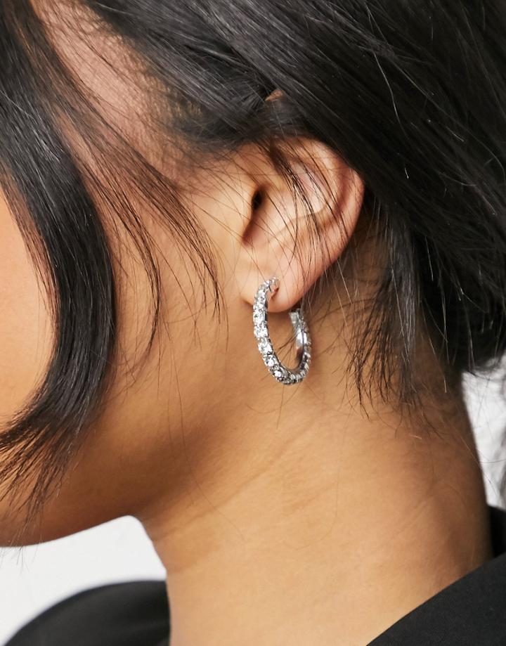 Krystal London Swarovski Crystal Stud And Medium Hoop Two Pack Set-clear