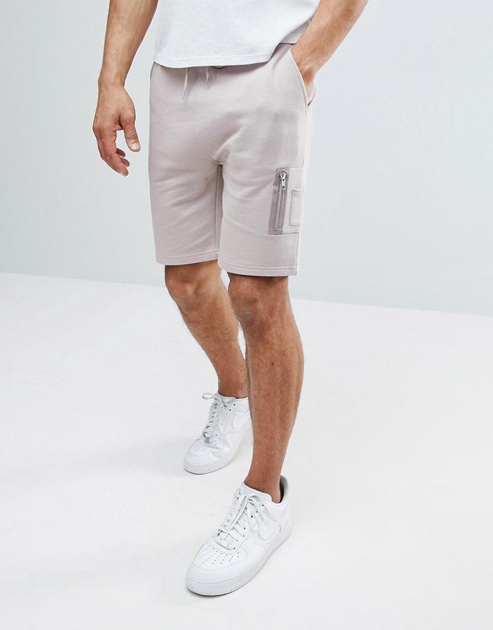 Asos Design Skinny Shorts With Ma1 Pocket In Pink - Pink