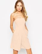 Asos Bandeau Pleat Front Romper - Pink