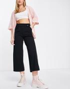 Jdy Button Detail Cropped Culottes In Black