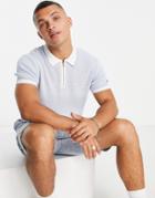 Topman Knitted Short Sleeve Blue Stitch Polo-blues