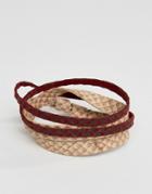 Asos Textured Bracelet Pack In Brown - Brown