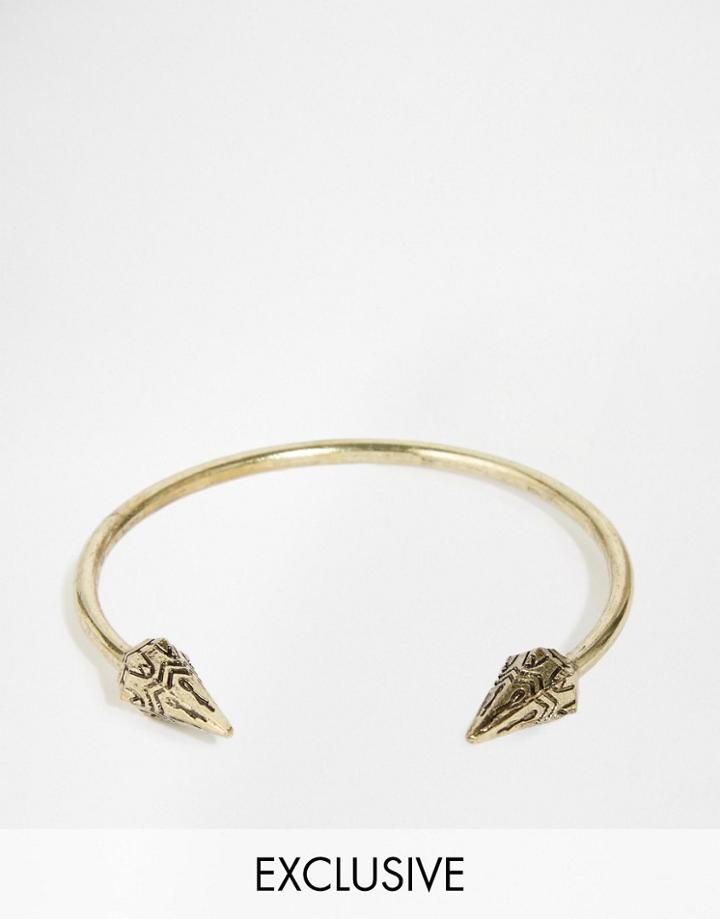 Reclaimed Vintage Spike Bangle Bracelet - Gold