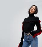 Asos Tall Sweater With Contrast Frill - Red