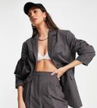 Asos Design Tall Masculine Suit Blazer In Charcoal-gray