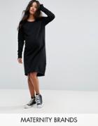 Supermom Long Sleeve Sweater Dress With Eyelet Lace Up Detail - Black