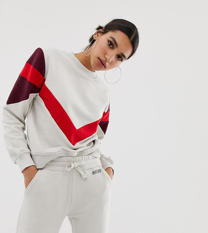 Na-kd Color Block Sweatshirt In Beige